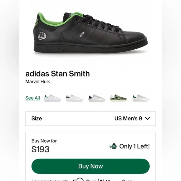 Adidas Stan Smith Marvel Hulk & Thor Sneakers - 9M - Picture 10 of 12
